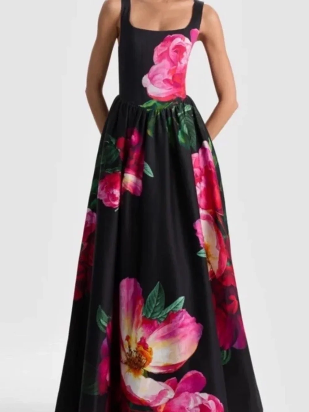 Alice +Olivia Tarrie Floral Ball  gown Maxi dress Empress Bloom Black NWT 6